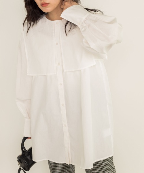 w closet(ダブルクローゼット)の「【新色追加】2WAYBIGカラーチュニック(チュニック・レディース・ブラウン/オフホワイト/チェック/キナリ/ベージュ/ブラック・FREE)」の14枚目の写真
