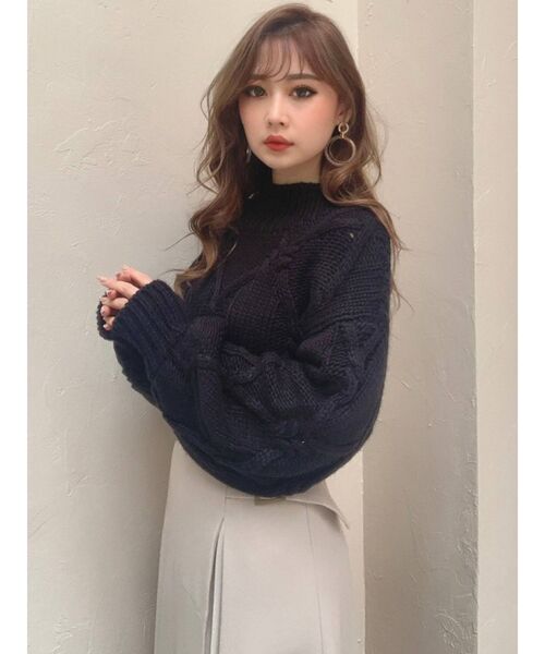 RESEXXY（リゼクシー）の「ケーブルニットチュニック（ニット/セーター・レディース・ブラック/アイボリー/キャメル・FREE）」の17枚目の写真