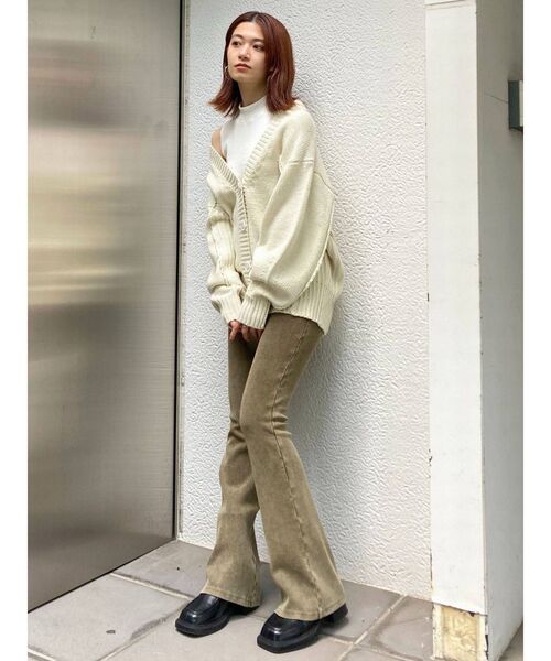 EMODA（エモダ）の「スイッチングチャンキーカーディガン（カーディガン/ボレロ・レディース・ブラック/グリーン/アイボリー・FREE）」の7枚目の写真