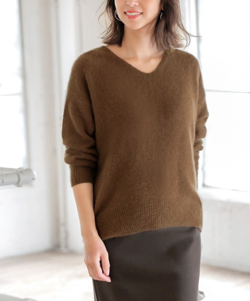 Luxe トップス ホワホワなvネックニット ニット セーター Deli スタイルデリ のニット セーター Deli