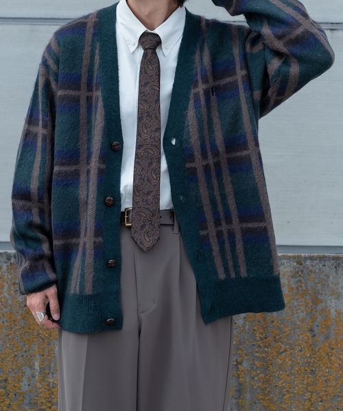 Perushu（ペルーシュ）の「レトロチェックカーディガン（カーディガン/ボレロ・メンズ・イエロー/グリーン/ダークブルー・MEDIUM/LARGE）」の14枚目の写真