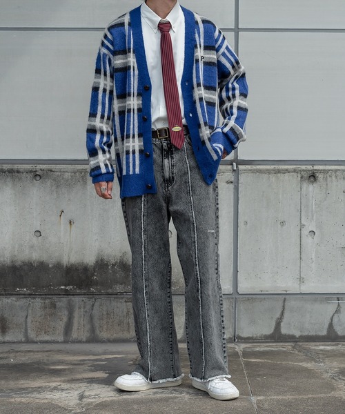 Perushu（ペルーシュ）の「レトロチェックカーディガン（カーディガン/ボレロ・メンズ・イエロー/グリーン/ダークブルー・MEDIUM/LARGE）」の15枚目の写真