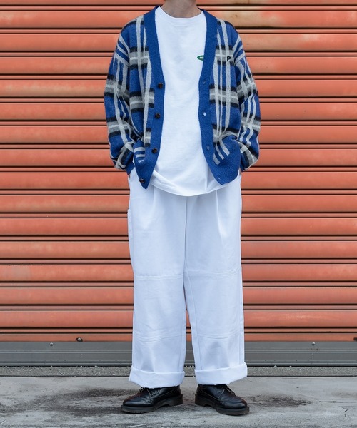 Perushu（ペルーシュ）の「レトロチェックカーディガン（カーディガン/ボレロ・メンズ・イエロー/グリーン/ダークブルー・MEDIUM/LARGE）」の6枚目の写真