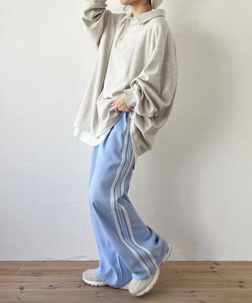 over size polo design pile tops / オーバーサイズポロデザインパイルトップスニット（スウェット）｜wee9s（ウィークス）