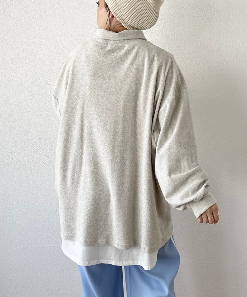 over size polo design pile tops / オーバーサイズポロデザインパイルトップスニット（スウェット）｜wee9s（ウィークス）
