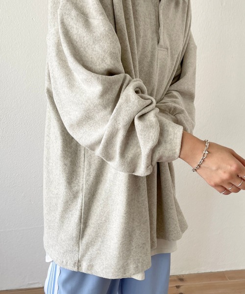 over size polo design pile tops / オーバーサイズポロデザインパイルトップスニット（スウェット）｜wee9s（ウィークス）