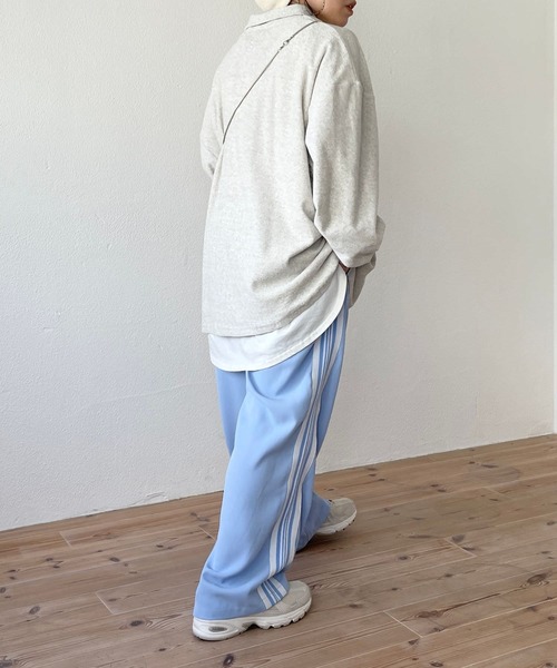 over size polo design pile tops / オーバーサイズポロデザインパイルトップスニット（スウェット）｜wee9s（ウィークス）