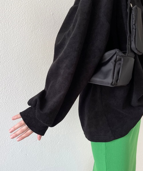 over size polo design pile tops / オーバーサイズポロデザインパイルトップスニット（スウェット）｜wee9s（ウィークス）