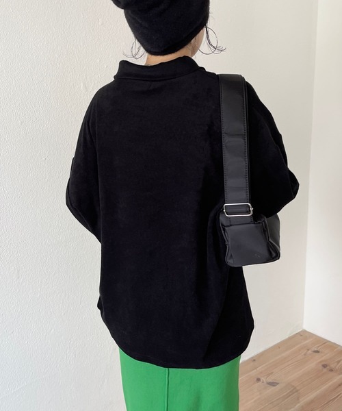 over size polo design pile tops / オーバーサイズポロデザインパイルトップスニット（スウェット）｜wee9s（ウィークス）