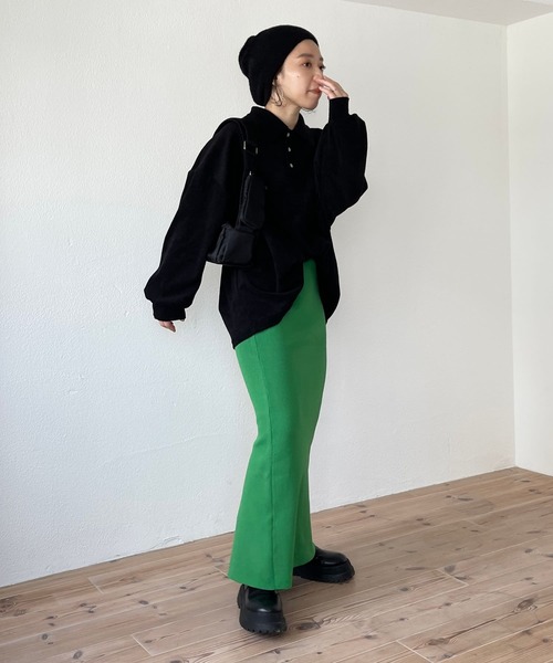 over size polo design pile tops / オーバーサイズポロデザインパイルトップスニット（スウェット）｜wee9s（ウィークス）