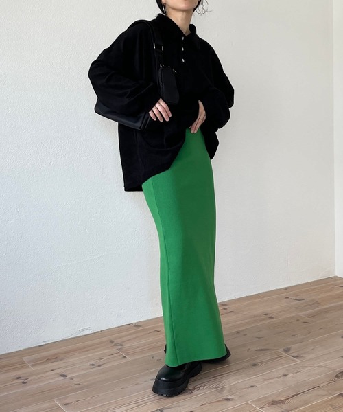 over size polo design pile tops / オーバーサイズポロデザインパイルトップスニット（スウェット）｜wee9s（ウィークス）