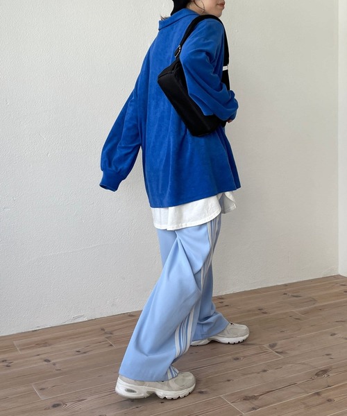 over size polo design pile tops / オーバーサイズポロデザインパイルトップスニット（スウェット）｜wee9s（ウィークス）