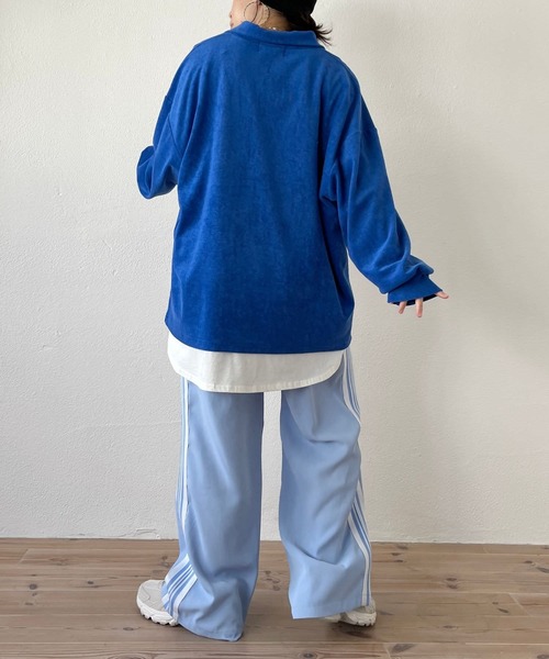 over size polo design pile tops / オーバーサイズポロデザインパイルトップスニット（スウェット）｜wee9s（ウィークス）