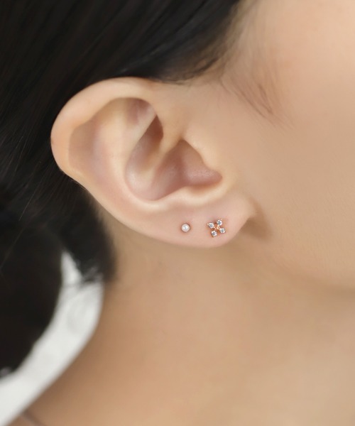 ビジュー×パールフラワーセットピアス[3ペアセット]（ピアス（両耳用