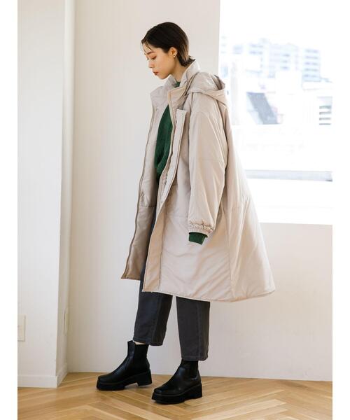 koe（コエ）の「中綿モンスターパーカー＊（ダウンジャケット/コート・レディース・カーキ/ブラック/オフホワイト・M/L）」の5枚目の写真