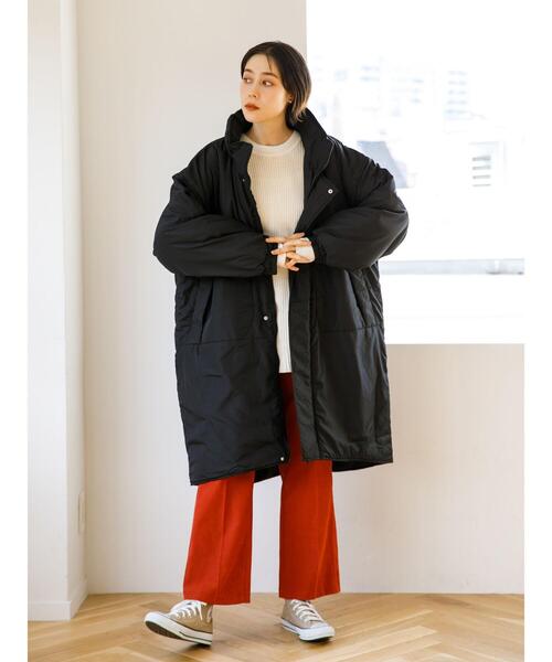 koe（コエ）の「中綿モンスターパーカー＊（ダウンジャケット/コート・レディース・カーキ/ブラック/オフホワイト・M/L）」の4枚目の写真