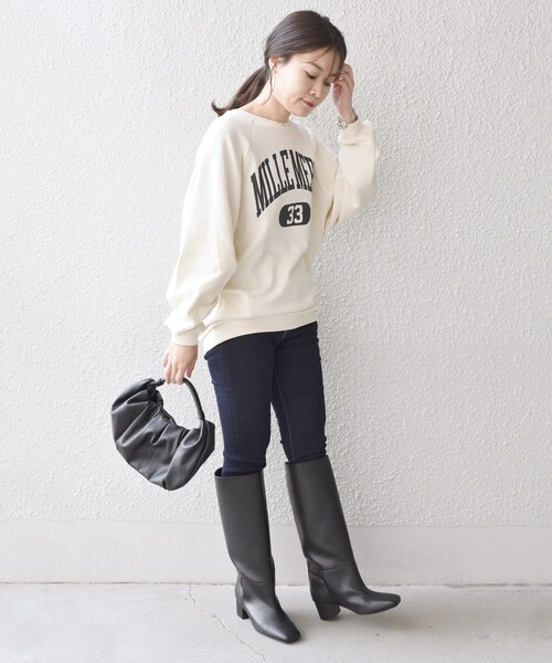 Russell Athletic（ラッセルアスレティック）の「*【SHIPS別注】RUSSELL ATHLETIC:ロゴスウェット2◇（スウェット・レディース・チャコールグレー/ベージュ/グリーン/ピンク系/アイボリー/ライトオリーブ/ラベンダー/ブラック/マスタード・ONE SIZE）」の18枚目の写真