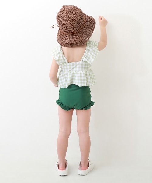 devirock(デビロック)の「UVカット えらべるデザイン ボリュームフリル セパレート水着(水着・キッズ・ブラック/ベージュ/ブルーグレー/グリーン系その他/パープル系その他/イエロー系その他/ピンク系その他/パープル系4/ブルー/パープル系/ピンク・110cm/100cm/120cm/130cm)」の14枚目の写真