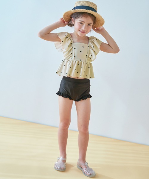 devirock(デビロック)の「UVカット えらべるデザイン ボリュームフリル セパレート水着(水着・キッズ・ブラック/ベージュ/ブルーグレー/グリーン系その他/パープル系その他/イエロー系その他/ピンク系その他/パープル系4/ブルー/パープル系/ピンク・110cm/100cm/120cm/130cm)」の16枚目の写真