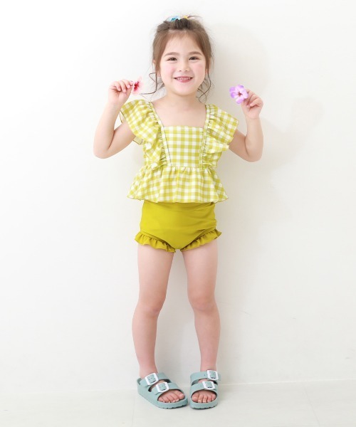 devirock(デビロック)の「UVカット えらべるデザイン ボリュームフリル セパレート水着(水着・キッズ・ブラック/ベージュ/ブルーグレー/グリーン系その他/パープル系その他/イエロー系その他/ピンク系その他/パープル系4/ブルー/パープル系/ピンク・110cm/100cm/120cm/130cm)」の20枚目の写真