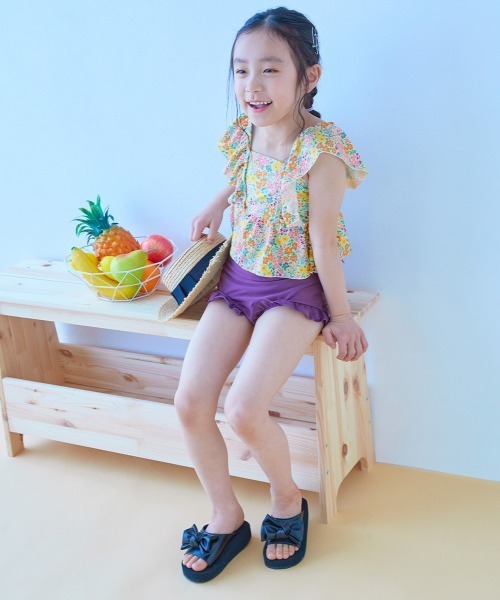 devirock(デビロック)の「UVカット えらべるデザイン ボリュームフリル セパレート水着(水着・キッズ・ブラック/ベージュ/ブルーグレー/グリーン系その他/パープル系その他/イエロー系その他/ピンク系その他/パープル系4/ブルー/パープル系/ピンク・110cm/100cm/120cm/130cm)」の18枚目の写真