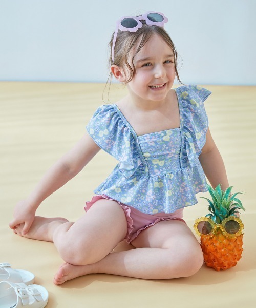 devirock(デビロック)の「UVカット えらべるデザイン ボリュームフリル セパレート水着(水着・キッズ・ブラック/ベージュ/ブルーグレー/グリーン系その他/パープル系その他/イエロー系その他/ピンク系その他/パープル系4/ブルー/パープル系/ピンク・110cm/100cm/120cm/130cm)」の21枚目の写真