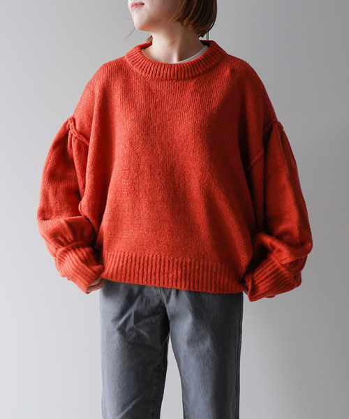 VENCEEXCHANGE（ヴァンスエクスチェンジ）の「【WEB限定】ボリュームドルマンスリーブクルーネックニット（ニット/セーター・レディース・レッド/オフホワイト/ブルー/グリーン・FREE）」の19枚目の写真