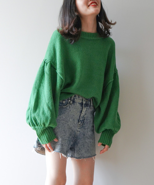 VENCEEXCHANGE（ヴァンスエクスチェンジ）の「【WEB限定】ボリュームドルマンスリーブクルーネックニット（ニット/セーター・レディース・レッド/オフホワイト/ブルー/グリーン・FREE）」の18枚目の写真