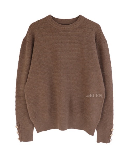 deBURN（デバーン）の「【deBURN 】ゴールドボタン ラウンドニット / gold button round_KN（ニット/セーター・レディース・ライトグレー/カーキ/ブラウン/ブラック/ライトベージュ・FREE）」の4枚目の写真