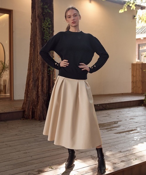 deBURN（デバーン）の「【deBURN 】ゴールドボタン ラウンドニット / gold button round_KN（ニット/セーター・レディース・ライトグレー/カーキ/ブラウン/ブラック/ライトベージュ・FREE）」の17枚目の写真