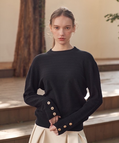 deBURN（デバーン）の「【deBURN 】ゴールドボタン ラウンドニット / gold button round_KN（ニット/セーター・レディース・ライトグレー/カーキ/ブラウン/ブラック/ライトベージュ・FREE）」の15枚目の写真