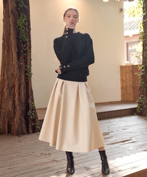 deBURN（デバーン）の「【deBURN 】ゴールドボタン ラウンドニット / gold button round_KN（ニット/セーター・レディース・ライトグレー/カーキ/ブラウン/ブラック/ライトベージュ・FREE）」の19枚目の写真