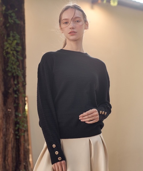 deBURN（デバーン）の「【deBURN 】ゴールドボタン ラウンドニット / gold button round_KN（ニット/セーター・レディース・ライトグレー/カーキ/ブラウン/ブラック/ライトベージュ・FREE）」の14枚目の写真