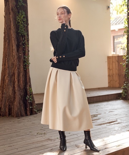 deBURN（デバーン）の「【deBURN 】ゴールドボタン ラウンドニット / gold button round_KN（ニット/セーター・レディース・ライトグレー/カーキ/ブラウン/ブラック/ライトベージュ・FREE）」の18枚目の写真