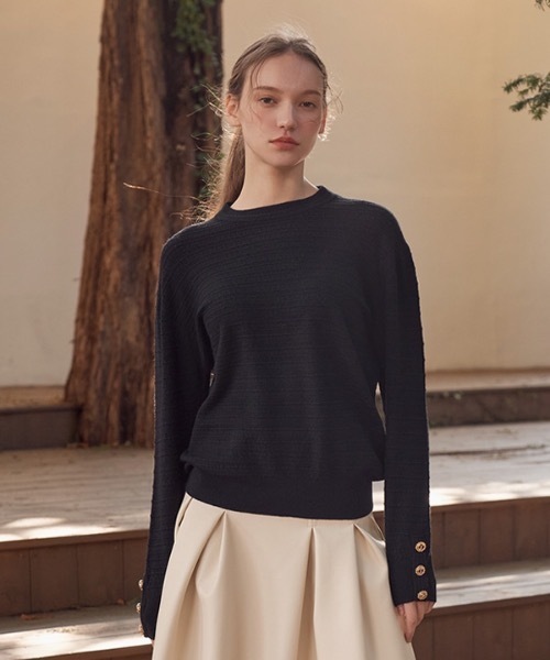 deBURN（デバーン）の「【deBURN 】ゴールドボタン ラウンドニット / gold button round_KN（ニット/セーター・レディース・ライトグレー/カーキ/ブラウン/ブラック/ライトベージュ・FREE）」の16枚目の写真