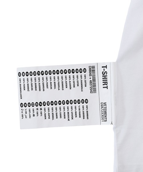 VETEMENTS（ヴェトモン）の「VETEMENTS / ヴェトモン：LOGO LABEL T-SHIRT：UE52TR120[RIP]（Tシャツ/カットソー・メンズ・ブラック×ホワイト/ホワイト×ピンク・S/M/XS）」の15枚目の写真