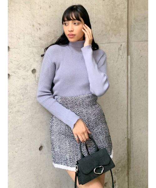 EMODA（エモダ）の「ハイネッククロップニット（ニット/セーター・レディース・ブラック/ブルー/グリーン/アイボリー/グレー・FREE）」の16枚目の写真