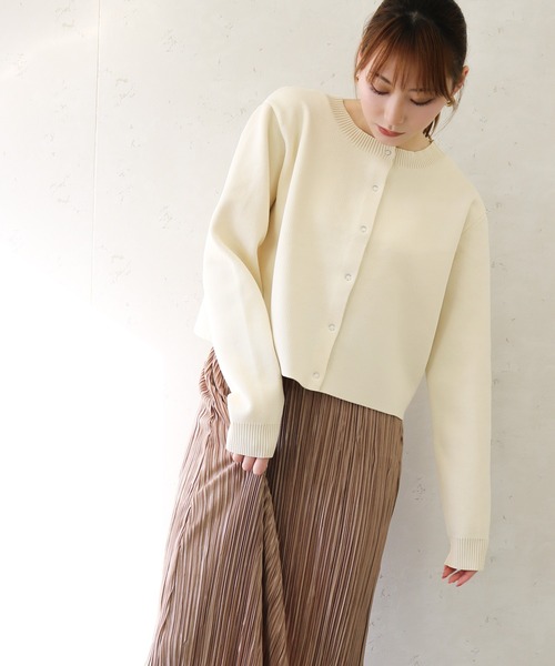 Per sist ence（パーシエンス）の「Per sist ence/パーシエンス　２WAYポリ12G総針 クロップドカーディガン（カーディガン/ボレロ・レディース・ブラック/イエロー/ブルー/グリーン/アイボリー/パープル・FREE）」の2枚目の写真