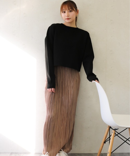 Per sist ence（パーシエンス）の「Per sist ence/パーシエンス　２WAYポリ12G総針 クロップドカーディガン（カーディガン/ボレロ・レディース・ブラック/イエロー/ブルー/グリーン/アイボリー/パープル・FREE）」の15枚目の写真