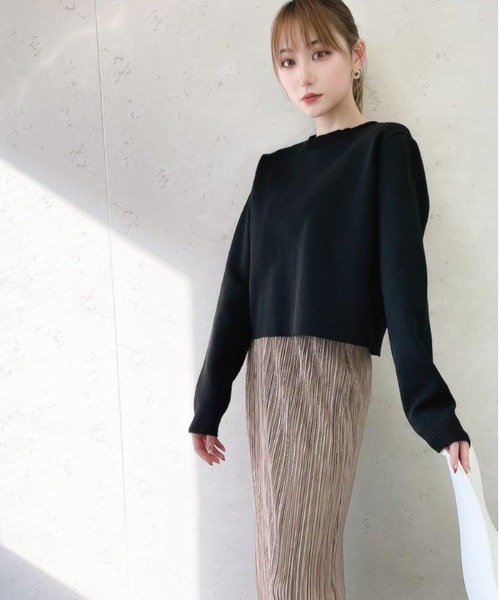 Per sist ence（パーシエンス）の「Per sist ence/パーシエンス　２WAYポリ12G総針 クロップドカーディガン（カーディガン/ボレロ・レディース・ブラック/イエロー/ブルー/グリーン/アイボリー/パープル・FREE）」の14枚目の写真