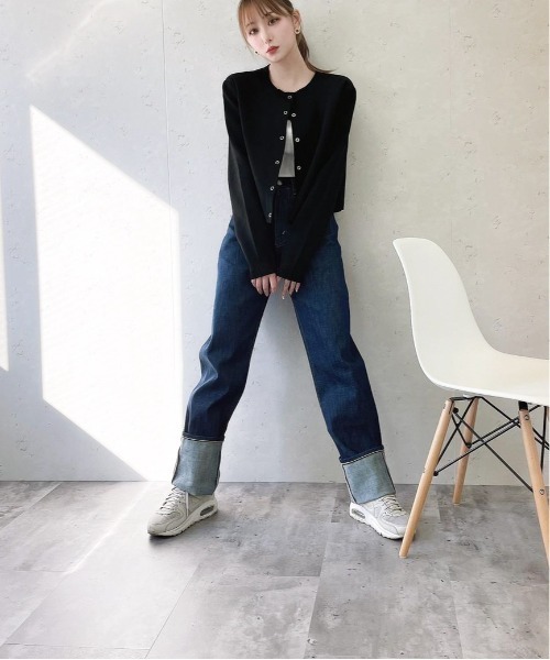 Per sist ence（パーシエンス）の「Per sist ence/パーシエンス　２WAYポリ12G総針 クロップドカーディガン（カーディガン/ボレロ・レディース・ブラック/イエロー/ブルー/グリーン/アイボリー/パープル・FREE）」の22枚目の写真