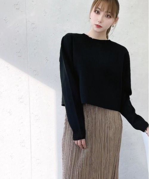 Per sist ence（パーシエンス）の「Per sist ence/パーシエンス　２WAYポリ12G総針 クロップドカーディガン（カーディガン/ボレロ・レディース・ブラック/イエロー/ブルー/グリーン/アイボリー/パープル・FREE）」の12枚目の写真