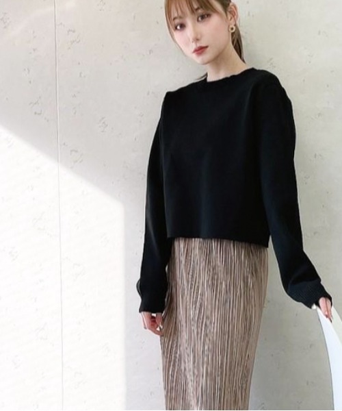 Per sist ence（パーシエンス）の「Per sist ence/パーシエンス　２WAYポリ12G総針 クロップドカーディガン（カーディガン/ボレロ・レディース・ブラック/イエロー/ブルー/グリーン/アイボリー/パープル・FREE）」の10枚目の写真