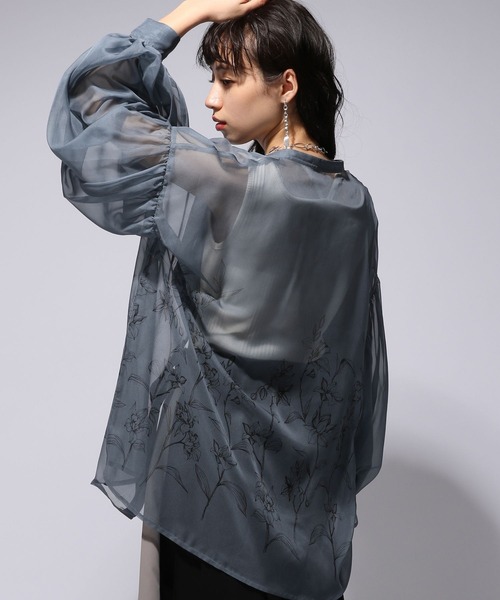 新品　HARE フラワーシアー柄シャツ　05 S HARE（ハレ）の「アートフラワーシアーシャツ(HARE)（シャツ