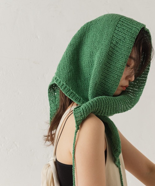 Kastane（カスタネ）の「【C-cie】MEDIAS KERCHIEF（ニットキャップ/ビーニー・レディース・グリーン/オレンジ/サックスブルー/イエロー・FREE）」の2枚目の写真