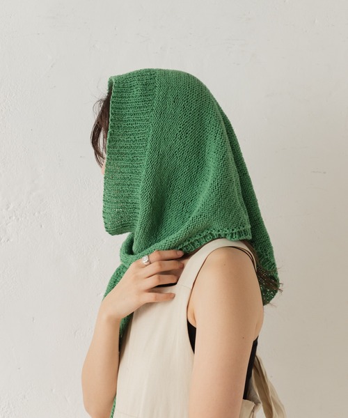 Kastane（カスタネ）の「【C-cie】MEDIAS KERCHIEF（ニットキャップ/ビーニー・レディース・グリーン/オレンジ/サックスブルー/イエロー・FREE）」の5枚目の写真