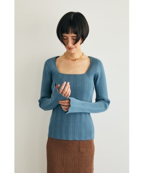 M_（エムアンダーバー）の「【M_】TIGHT RIB KNIT トップス（ニット/セーター・レディース・ブラック/ライトブルー/ブラウン・FREE）」の3枚目の写真