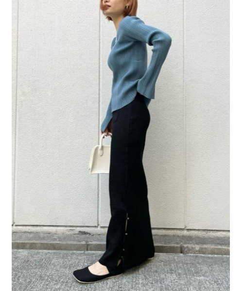 M_（エムアンダーバー）の「【M_】TIGHT RIB KNIT トップス（ニット/セーター・レディース・ブラック/ライトブルー/ブラウン・FREE）」の6枚目の写真