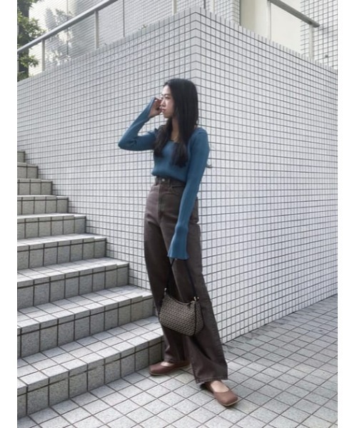 M_（エムアンダーバー）の「【M_】TIGHT RIB KNIT トップス（ニット/セーター・レディース・ブラック/ライトブルー/ブラウン・FREE）」の7枚目の写真