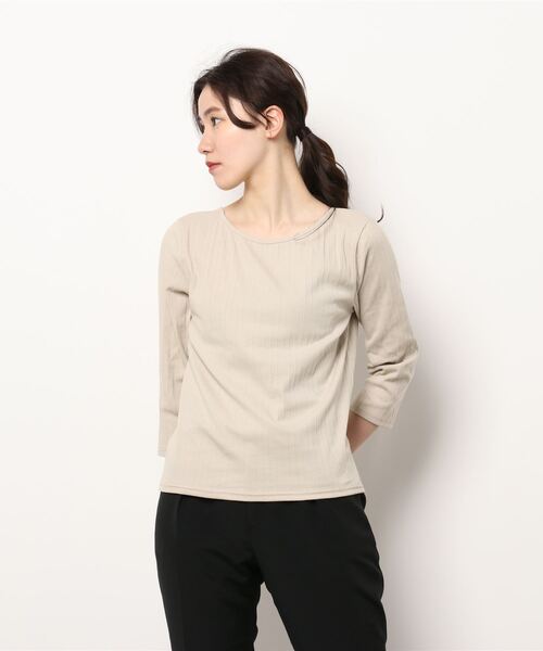 Te chichi TERRASSE（テチチテラス）の「テレコスクエア2WAYトップス（Tシャツ/カットソー・レディース・ブラック/ベージュ/オフホワイト・ﾌﾘ-）」の6枚目の写真